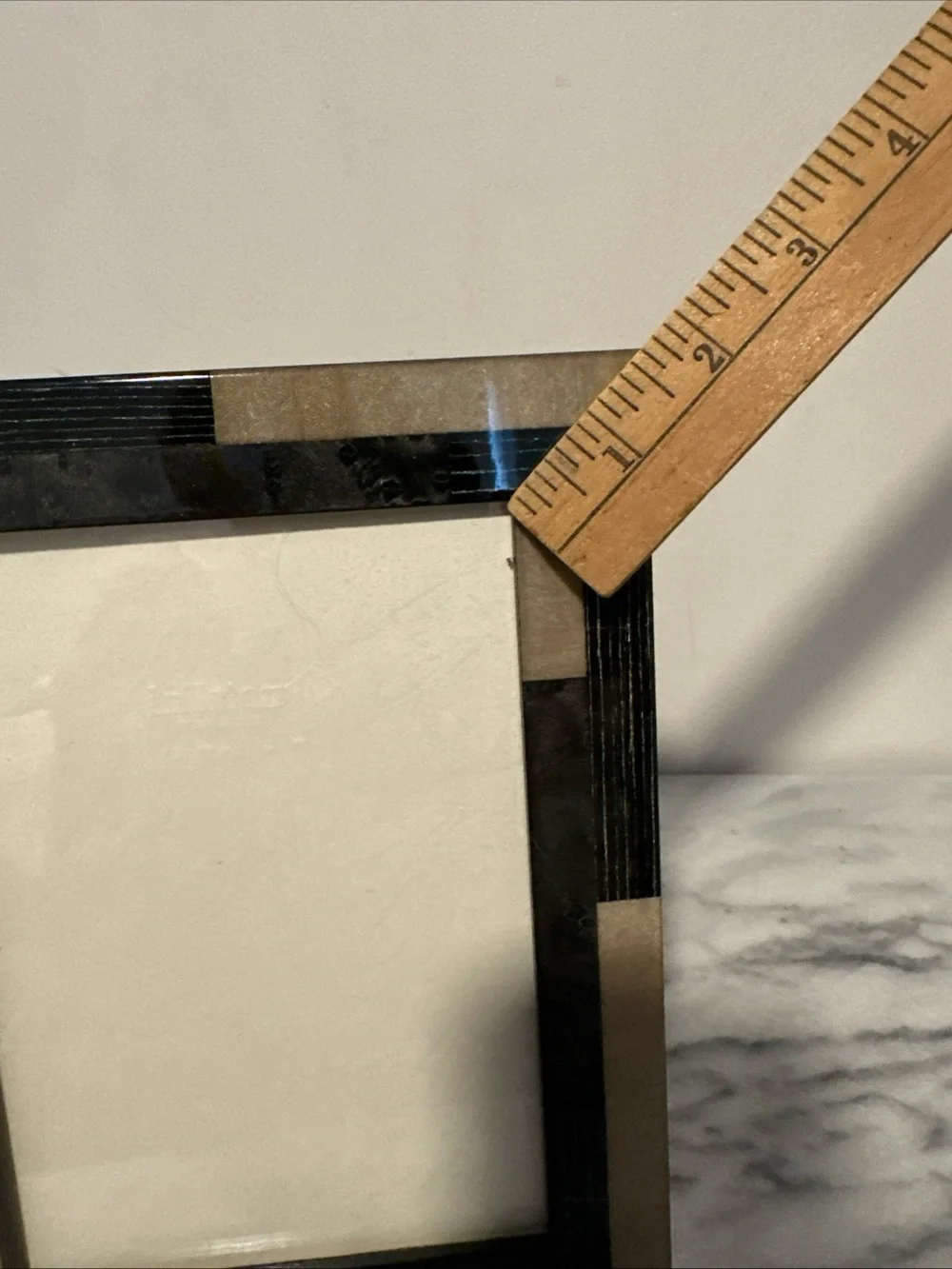 Natalini marquetry inlay black & beige wood picture frame 5x7” photo Italy
